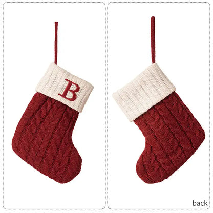 Letter Knitted Christmas Socks Christmas Tree Decoration Candy Gift Bag - CutePopToy