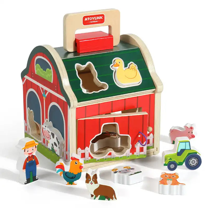 Montessori Farm Playset with Shape Sorting for Toddlers - CutePopToy