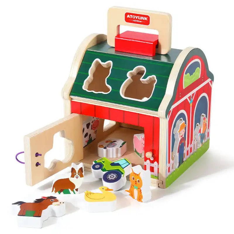 Montessori Farm Playset with Shape Sorting for Toddlers - CutePopToy