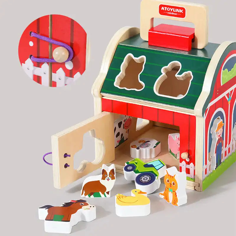 Montessori Farm Playset with Shape Sorting for Toddlers - CutePopToy