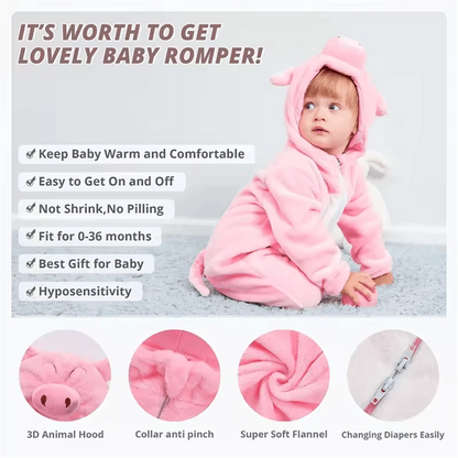 Pink Pig Baby Romper - Halloween Costume & Winter Wear