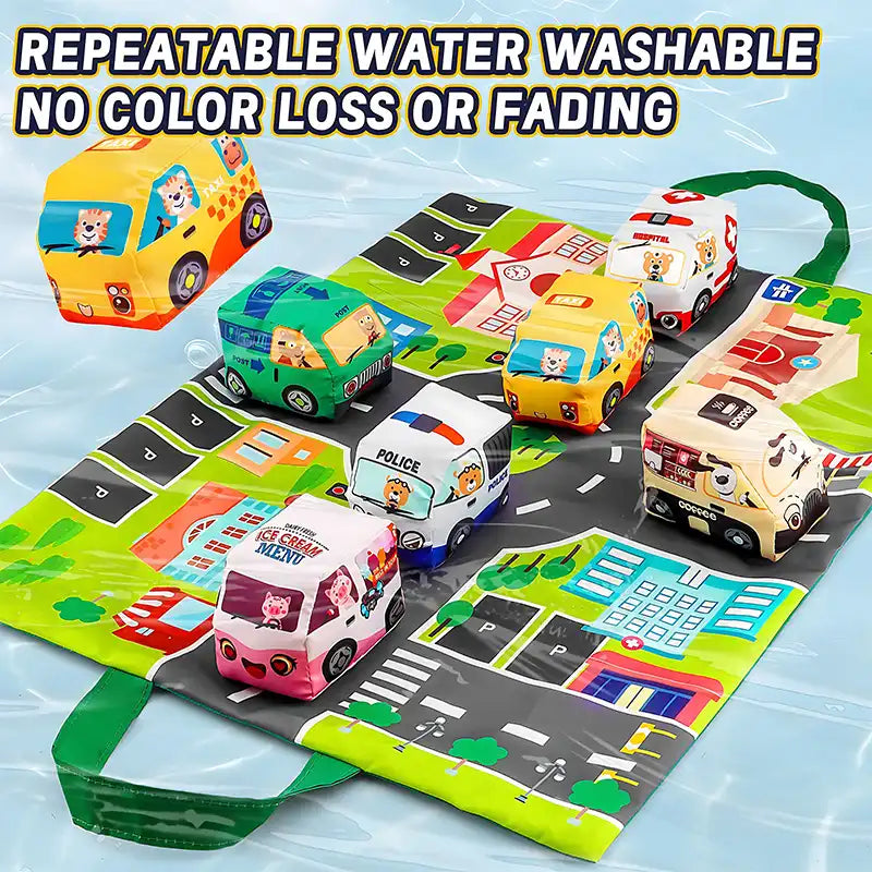 Soft Cloth Car Toy with Storage Bag and Sound Paper for Toddlers