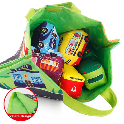 Soft Cloth Car Toy with Storage Bag and Sound Paper for Toddlers