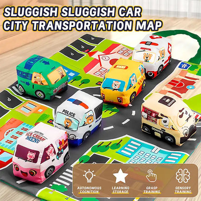 Soft Cloth Car Toy with Storage Bag and Sound Paper for Toddlers