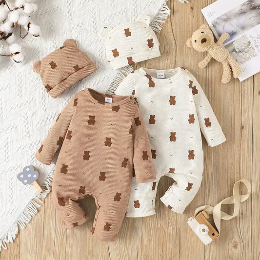 Teddy Bear Jumpsuit & Hat Set