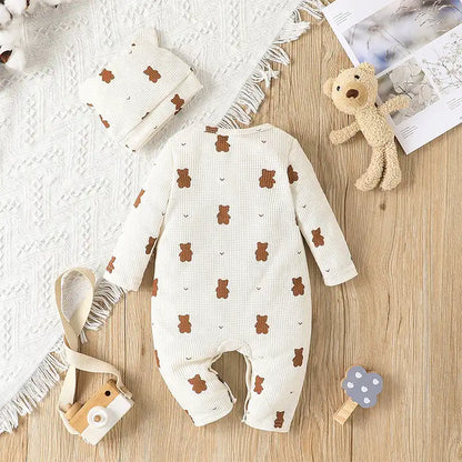 Teddy Bear Jumpsuit & Hat Set