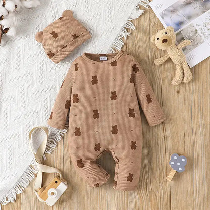 Teddy Bear Jumpsuit & Hat Set