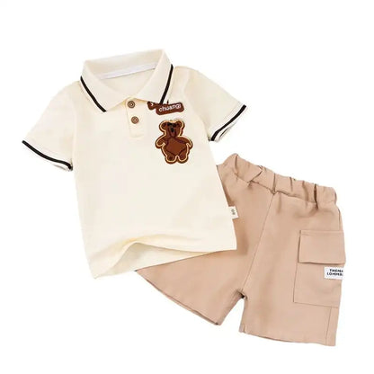 Teddy Bear Kids Embroidered Polo and Shorts