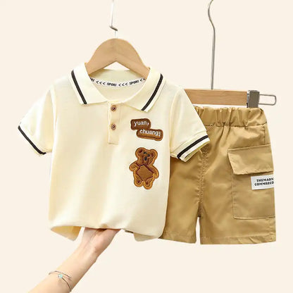 Teddy Bear Kids Embroidered Polo and Shorts