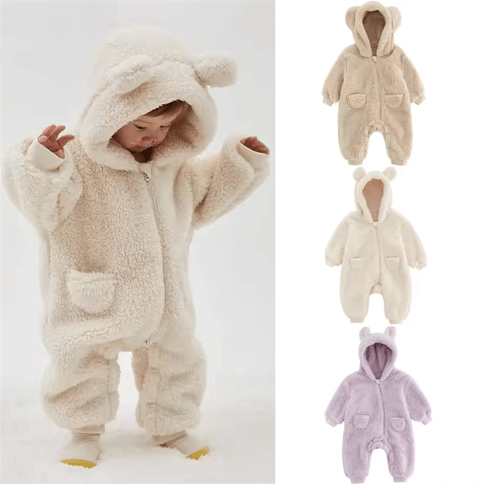 Warm Fleece Baby Romper - Animal Jumpsuit for 0-2Y