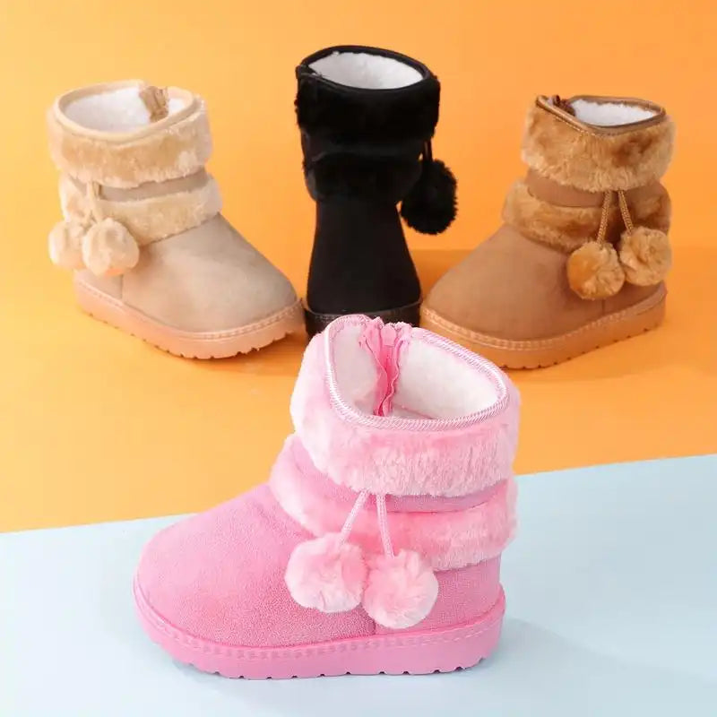 Warm Girls' Snow Hiking Boots - Soft Fleece Lining and Non-Slip Sole - CutePopToy