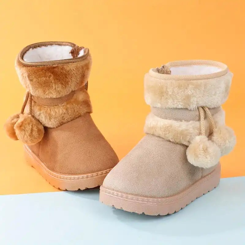 Warm Girls' Snow Hiking Boots - Soft Fleece Lining and Non-Slip Sole - CutePopToy