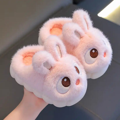 Winter Cute Big Eyes Bunny Plush Slippers and Shoes (Boys and Girls) - CutePopToy