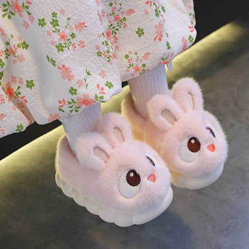 Winter Cute Big Eyes Bunny Plush Slippers and Shoes (Boys and Girls) - CutePopToy