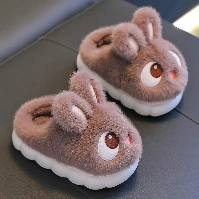 Winter Cute Big Eyes Bunny Plush Slippers and Shoes (Boys and Girls) - CutePopToy