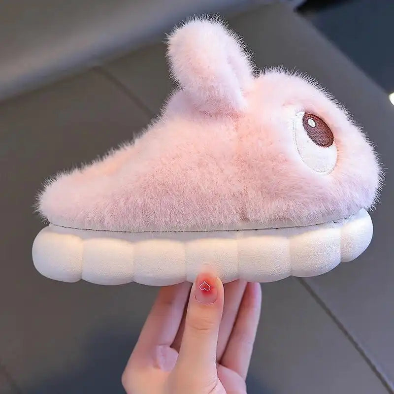 Winter Cute Big Eyes Bunny Plush Slippers and Shoes (Boys and Girls) - CutePopToy