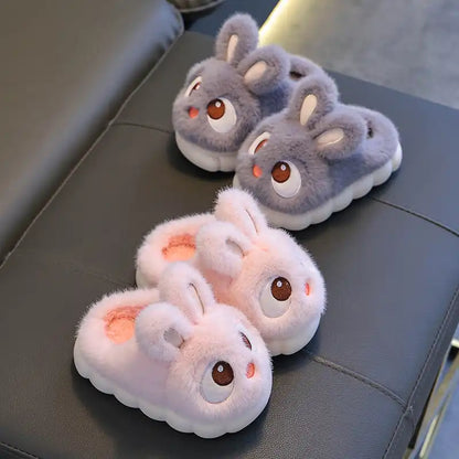 Winter Cute Big Eyes Bunny Plush Slippers and Shoes (Boys and Girls) - CutePopToy