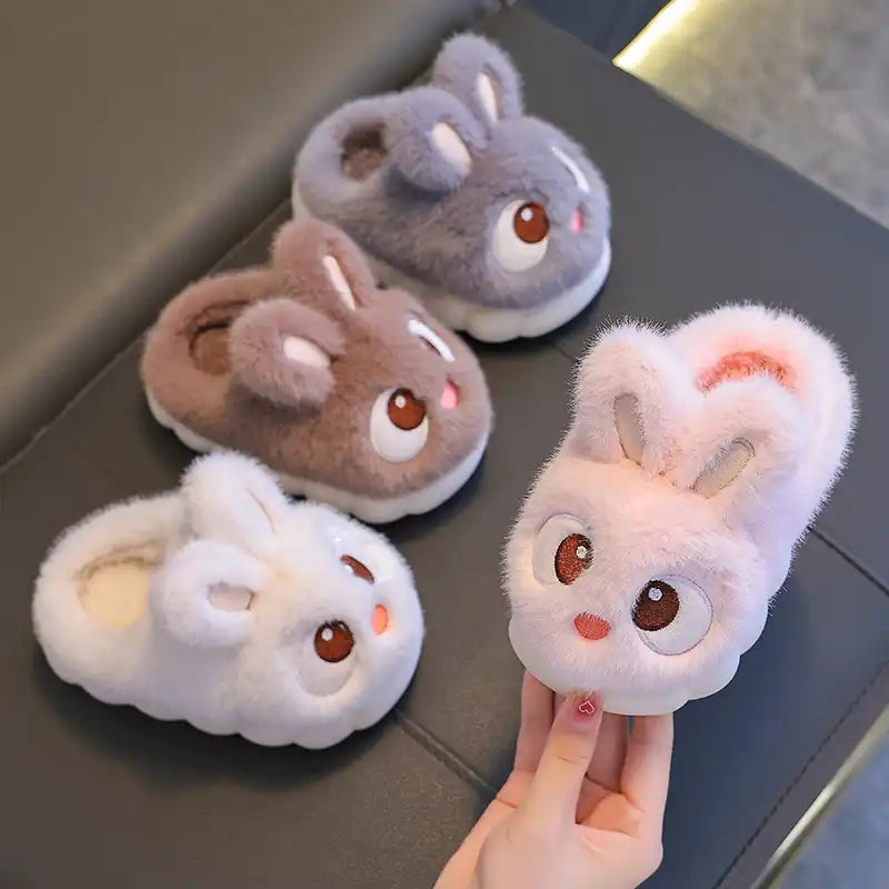 Winter Cute Big Eyes Bunny Plush Slippers and Shoes (Boys and Girls) - CutePopToy