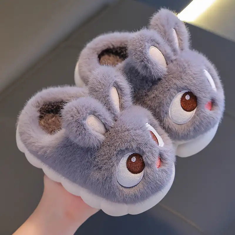 Winter Cute Big Eyes Bunny Plush Slippers and Shoes (Boys and Girls) - CutePopToy