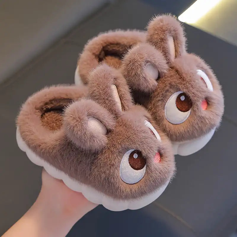 Winter Cute Big Eyes Bunny Plush Slippers and Shoes (Boys and Girls) - CutePopToy