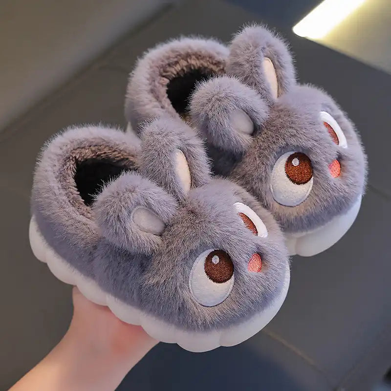 Winter Cute Big Eyes Bunny Plush Slippers and Shoes (Boys and Girls) - CutePopToy