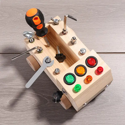 Wooden LED Switch And Screws Busy Vehicle - CutePopToy