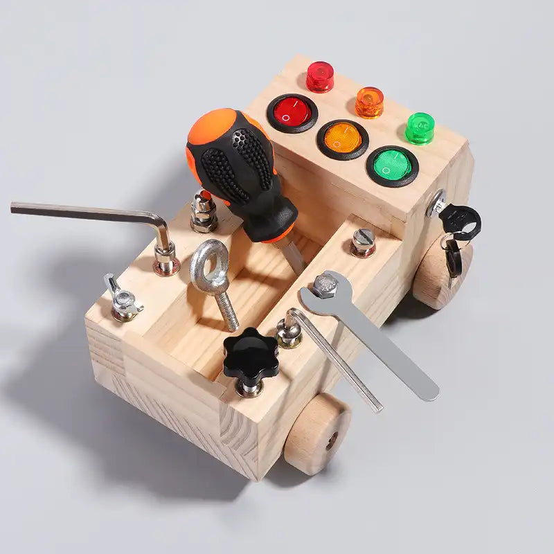 Wooden LED Switch And Screws Busy Vehicle - CutePopToy