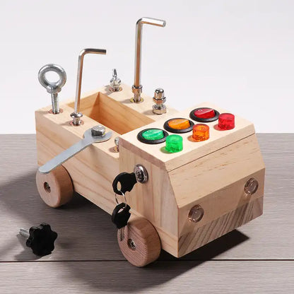 Wooden LED Switch And Screws Busy Vehicle - CutePopToy